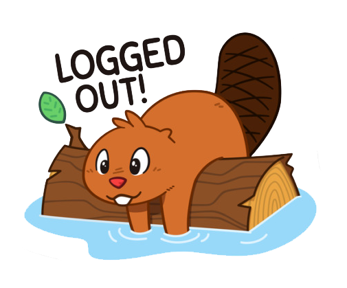 cartoon beaver laying over a log